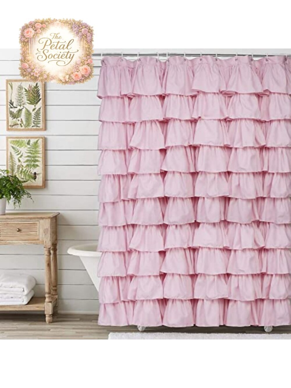 Ruffle Shower Curtain Farmhouse Rustic Fabric Cloth Bathroom 72x72